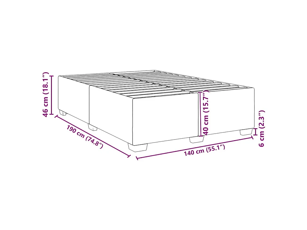 Bedframe zonder matras stof blauw 140x190 cm
