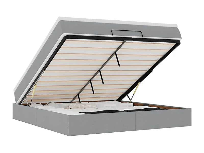 Estrutura cama otomana colchão 160x200 cm tecido cinzento claro