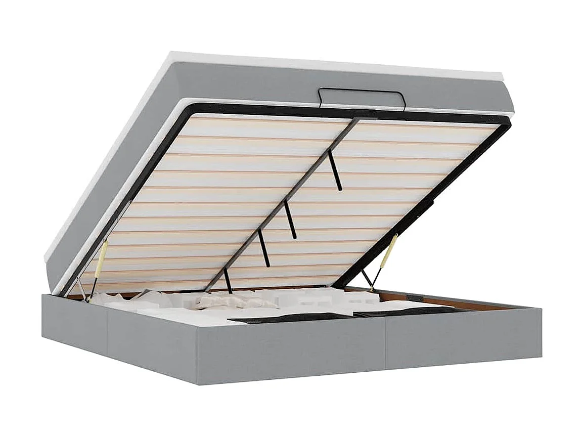 Ottoman-Bett mit Matratze Hellgrau 160x200 cm Stoff