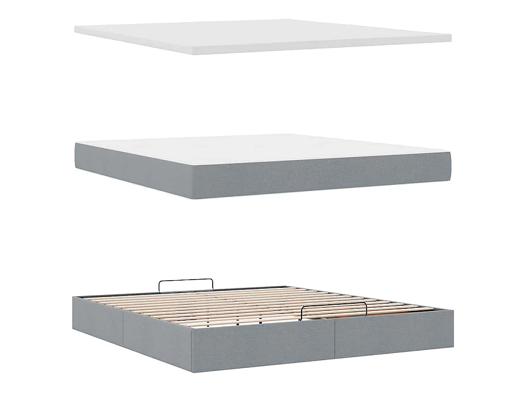 Ottoman-Bett mit Matratze Hellgrau 160x200 cm Stoff