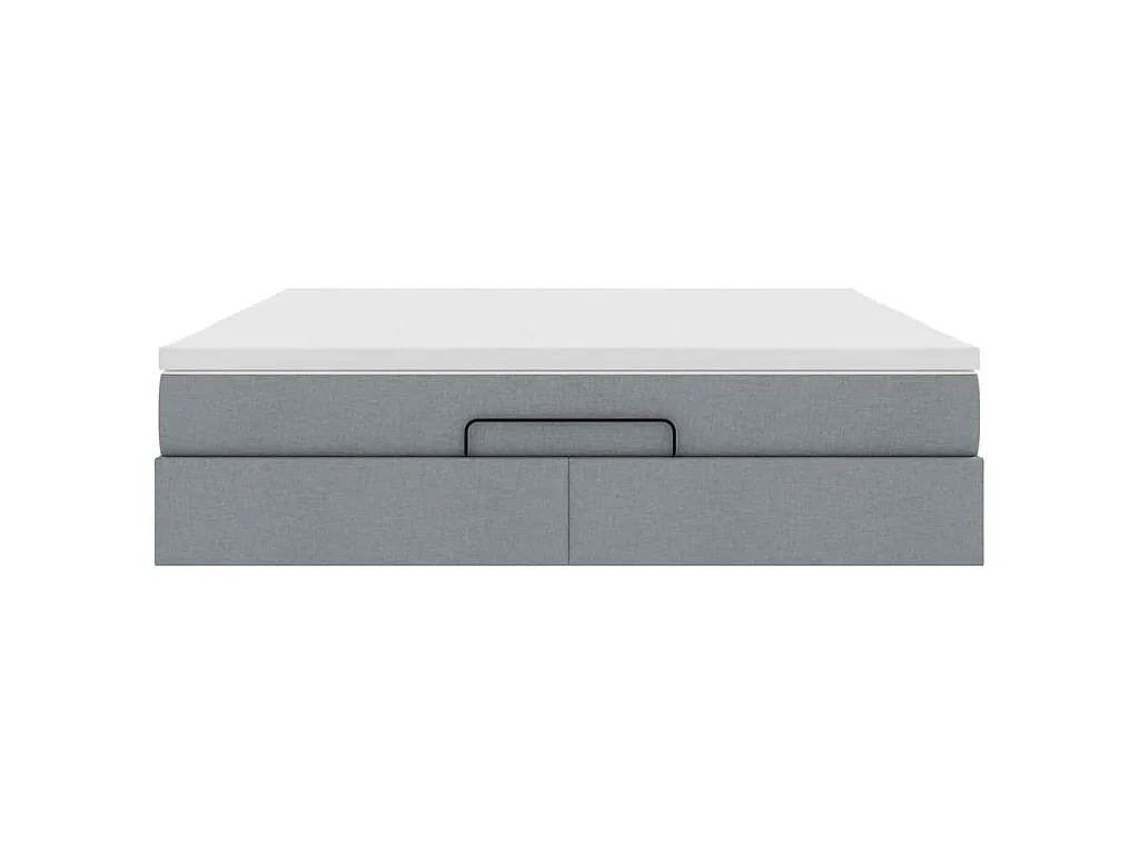 Cadre de lit ottoman et matelas gris clair 160x200cm tissu