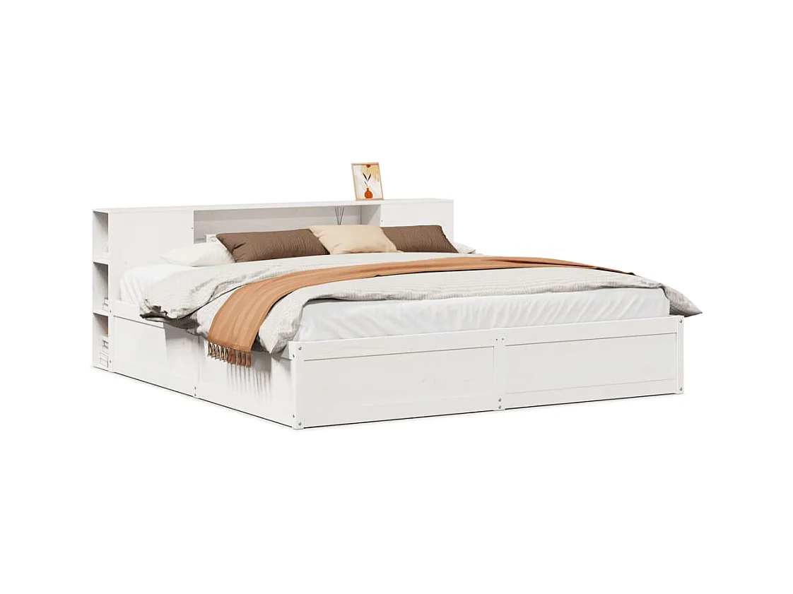 Cadre de lit sans matelas blanc 180x200 cm bois massif de pin