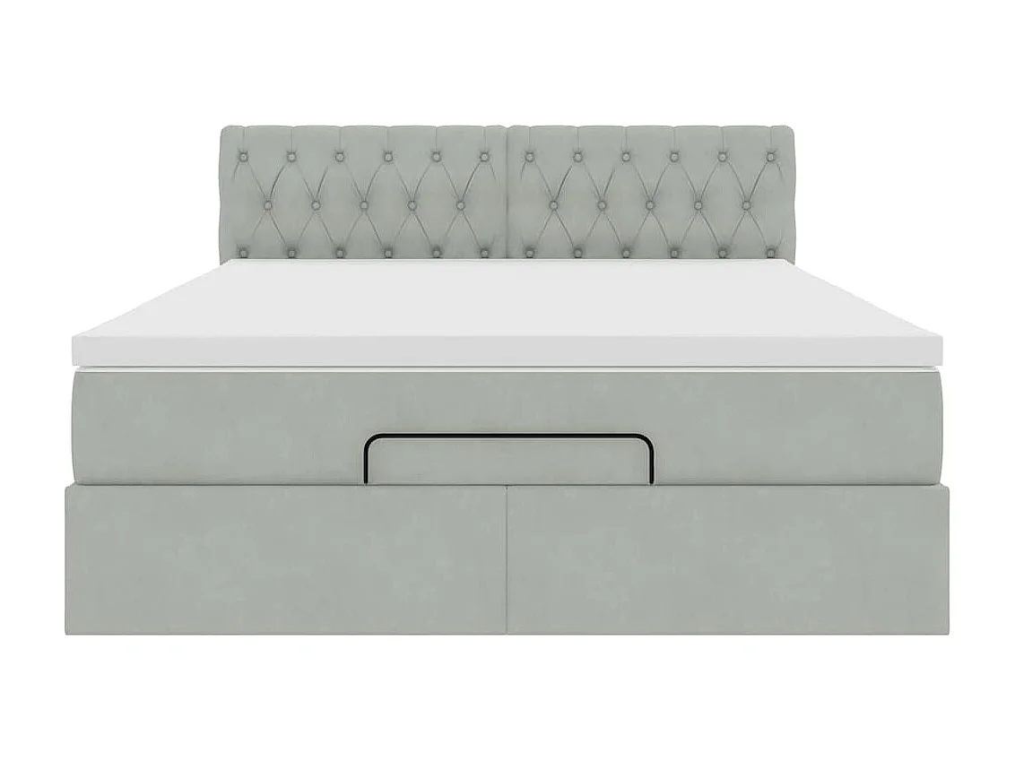 Ottoman bed met matras 140x200cm fluweel lichtgrijs
