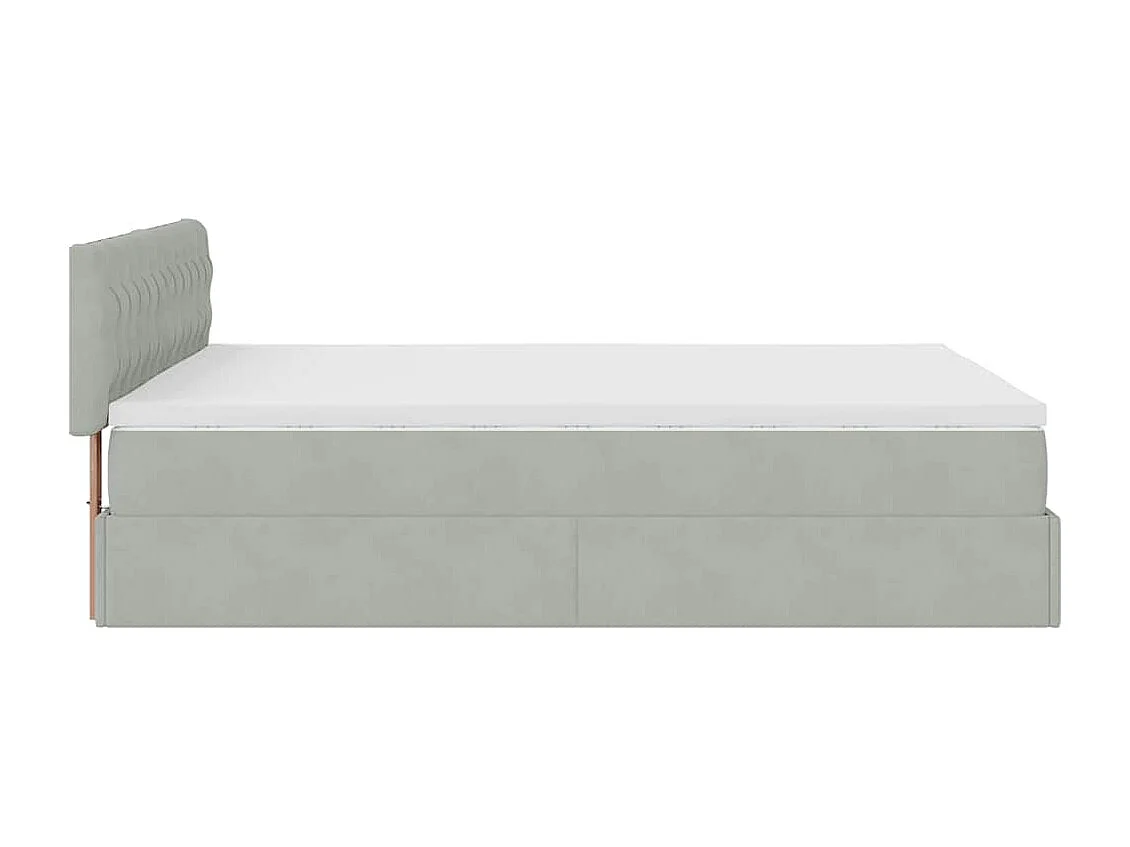 Ottoman bed met matras 140x200cm fluweel lichtgrijs