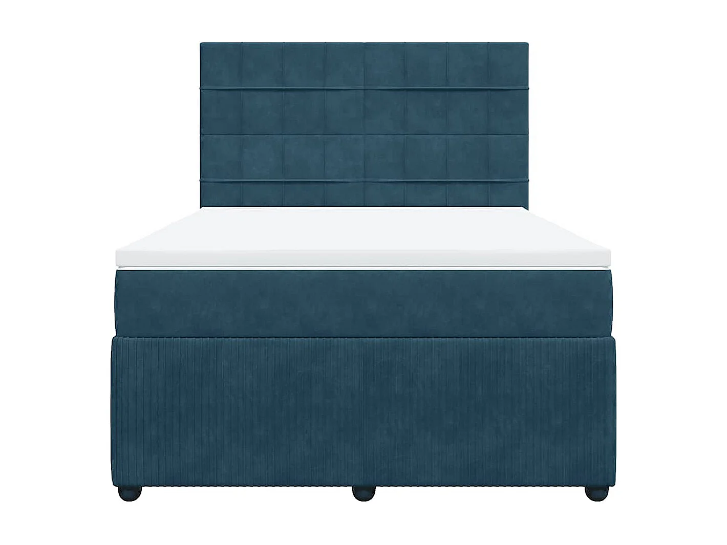 Sommier à lattes de lit et matelas bleu 140x190 cm velours