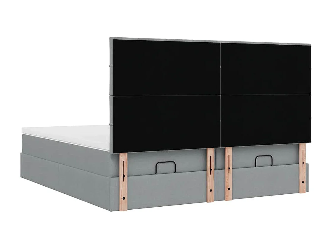 Cadre de lit ottoman et matelas gris clair 160x200cm tissu