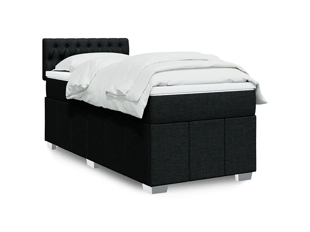 Giroletto a Molle con Materasso Nero 90x190 cm in Tessuto