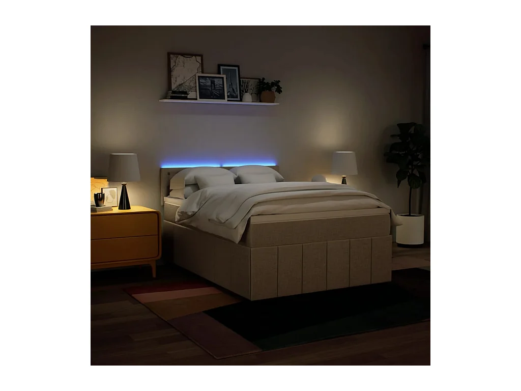 Sommier à lattes de lit avec matelas Crème 140x200 cm Tissu