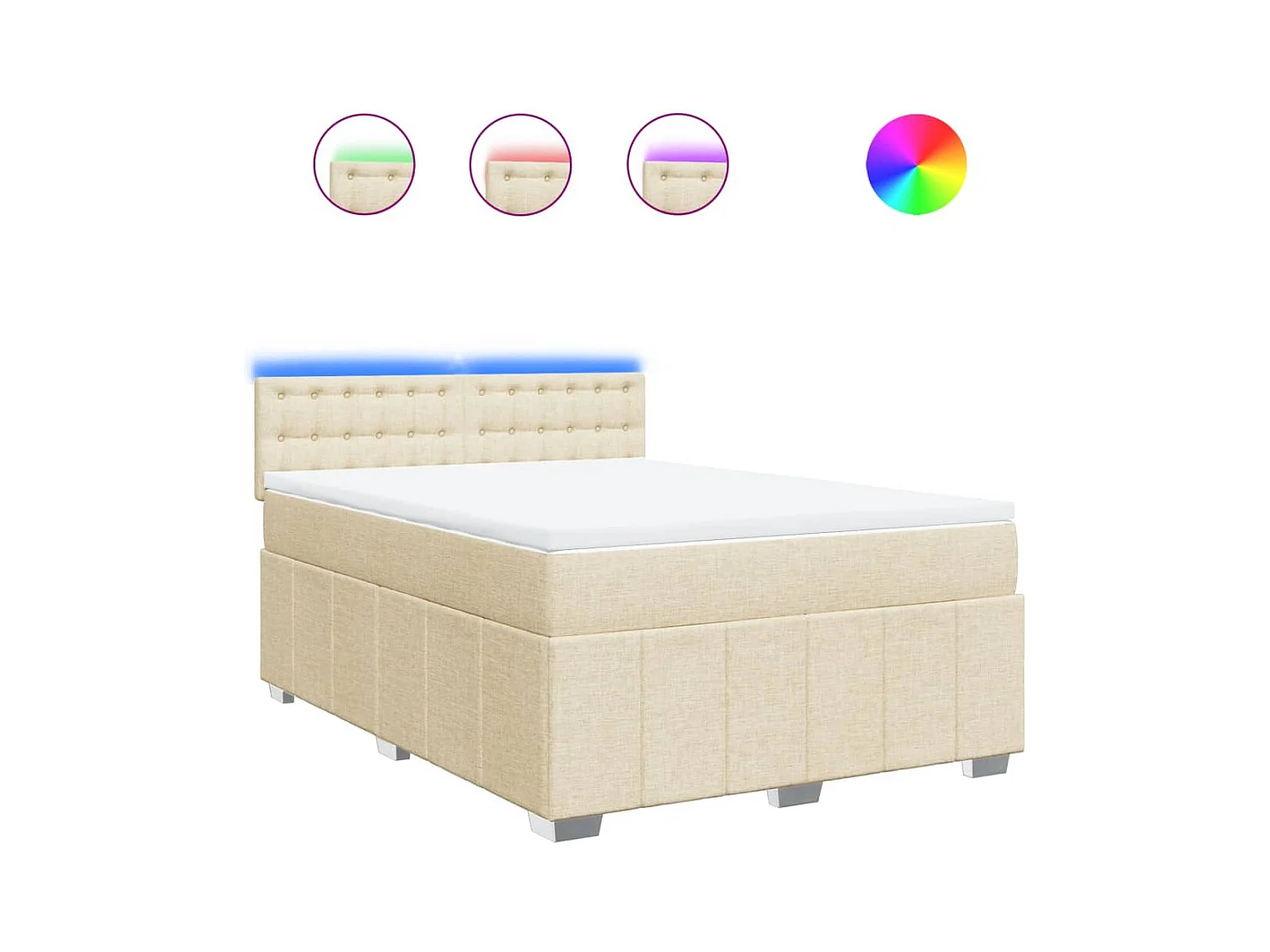 Sommier à lattes de lit avec matelas Crème 140x200 cm Tissu