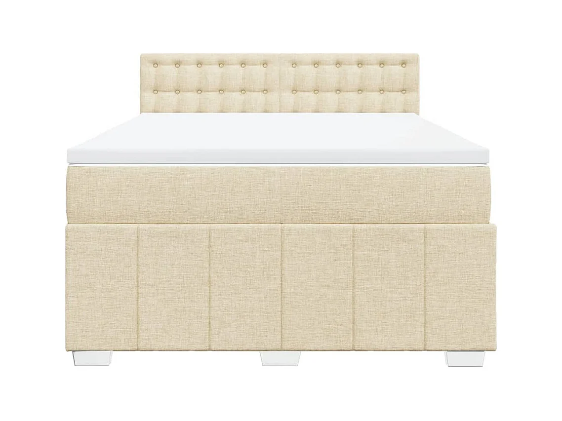 Sommier à lattes de lit avec matelas Crème 140x200 cm Tissu