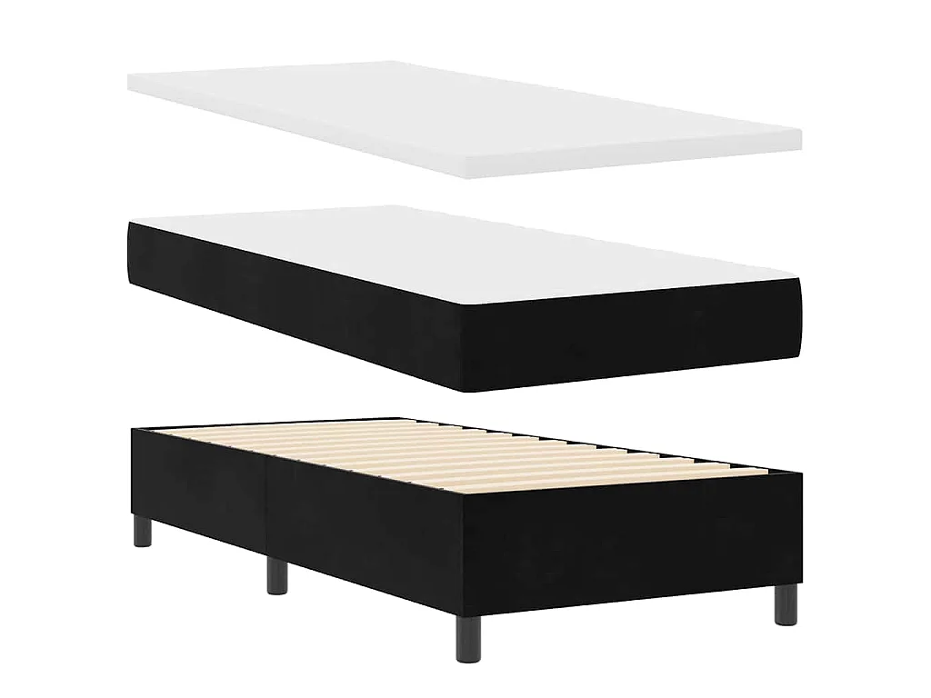 Boxspringbett mit Kissen mit Kopfteil Schwarz 200 x 90 cm Samt
