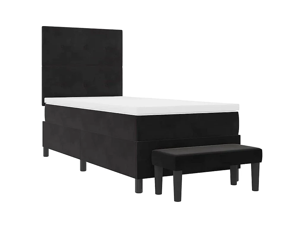 Boxspringbett mit Kissen mit Kopfteil Schwarz 200 x 90 cm Samt