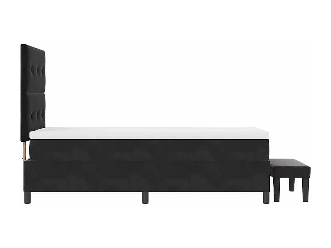 Boxspringbett mit Kissen mit Kopfteil Schwarz 200 x 90 cm Samt