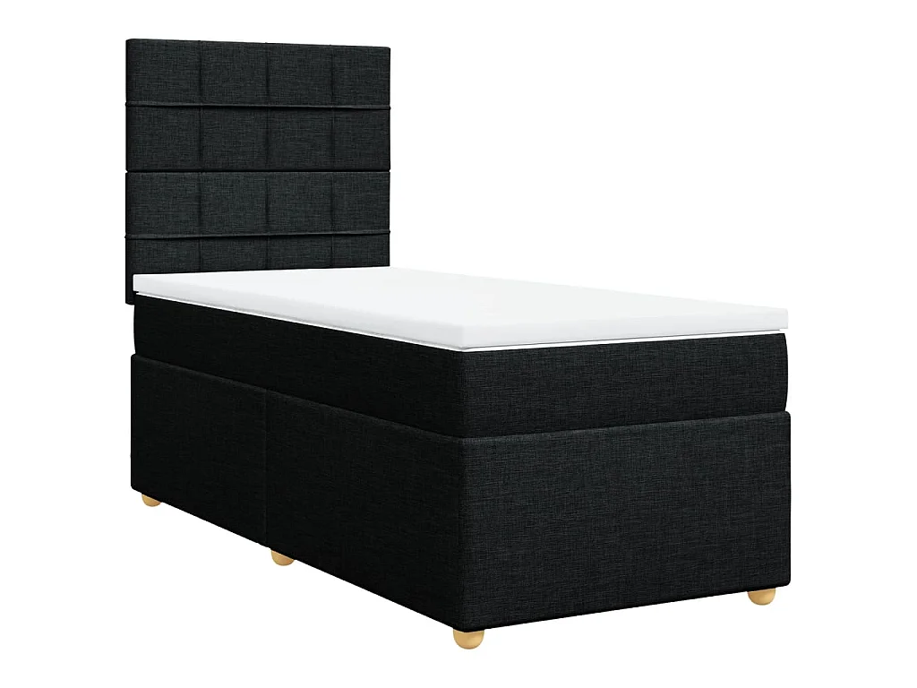 Cama box spring con colchón tela negro 100x200 cm