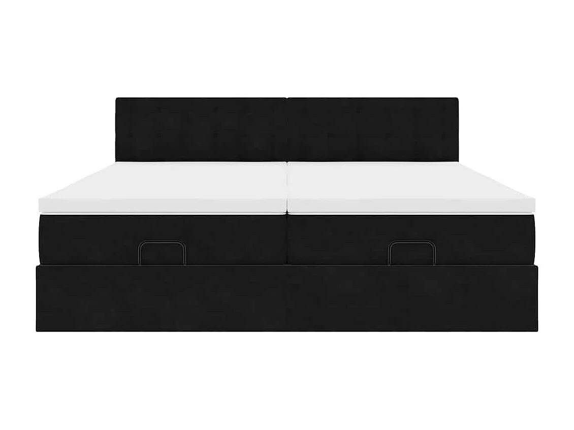 Estrutura de cama otomana com colchões 180x200cm veludo preto