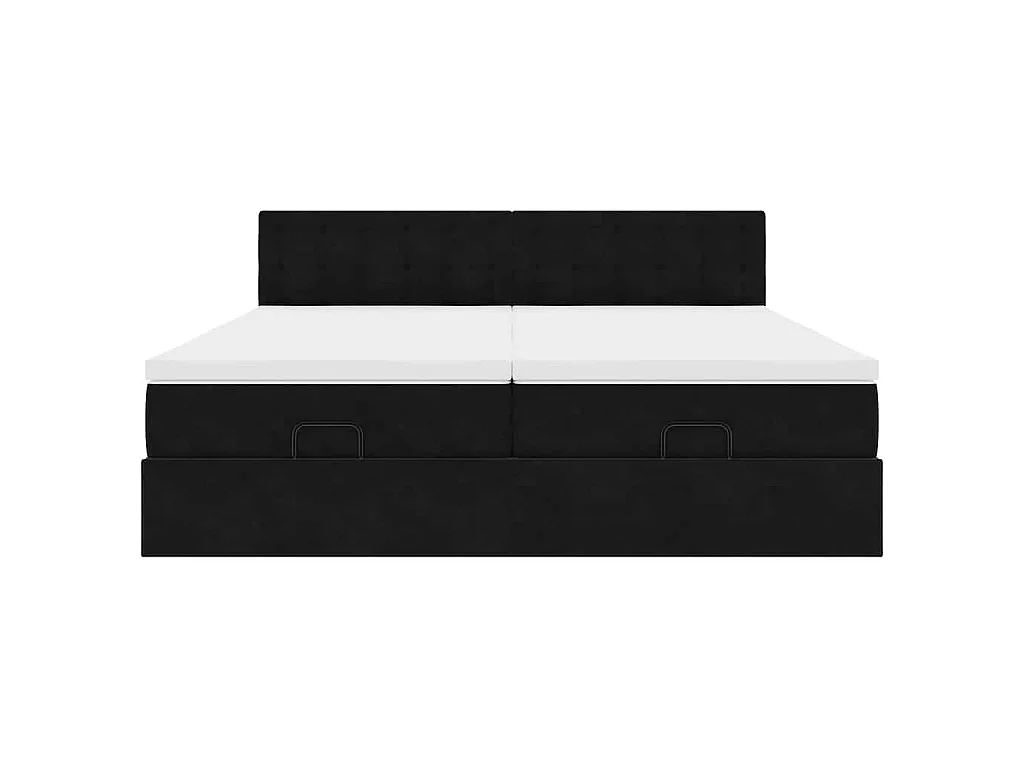 Cadre de lit ottoman avec matelas noir 180x200cm velours