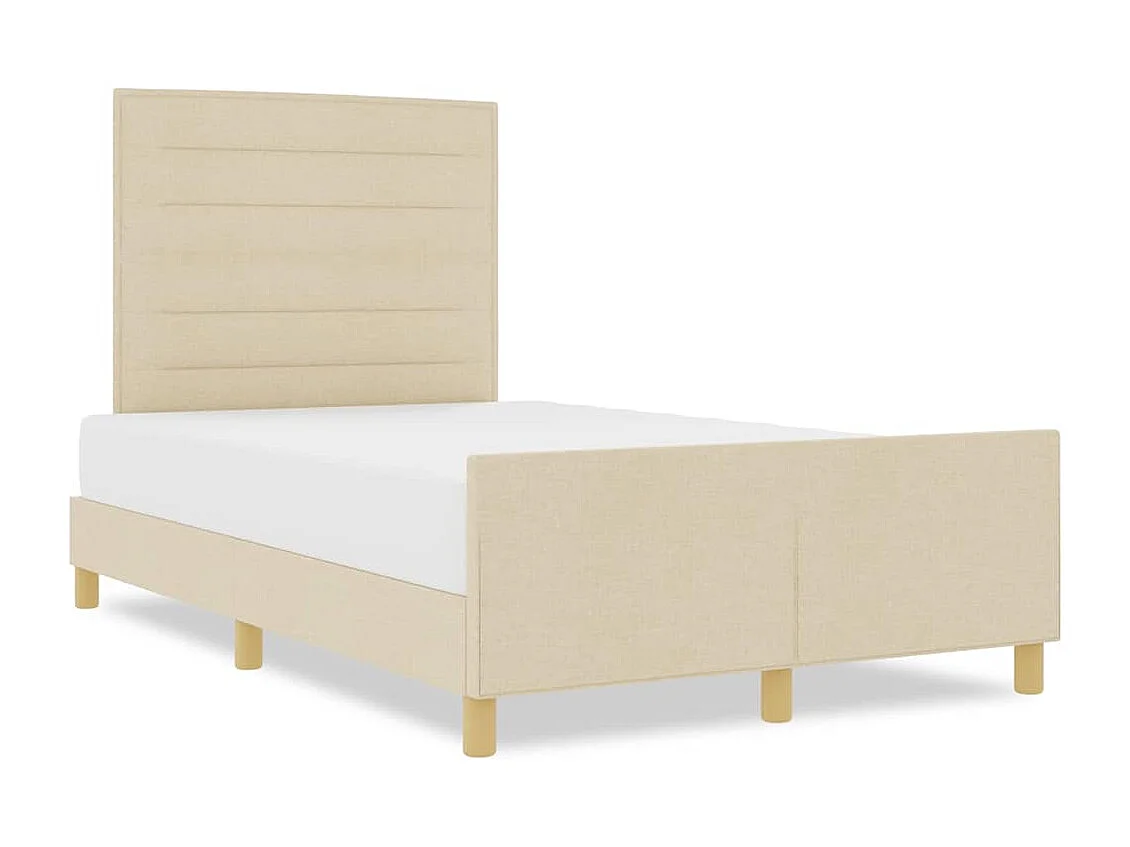 Cadre de lit avec tête de lit Crème 140 x 190 cm tissu