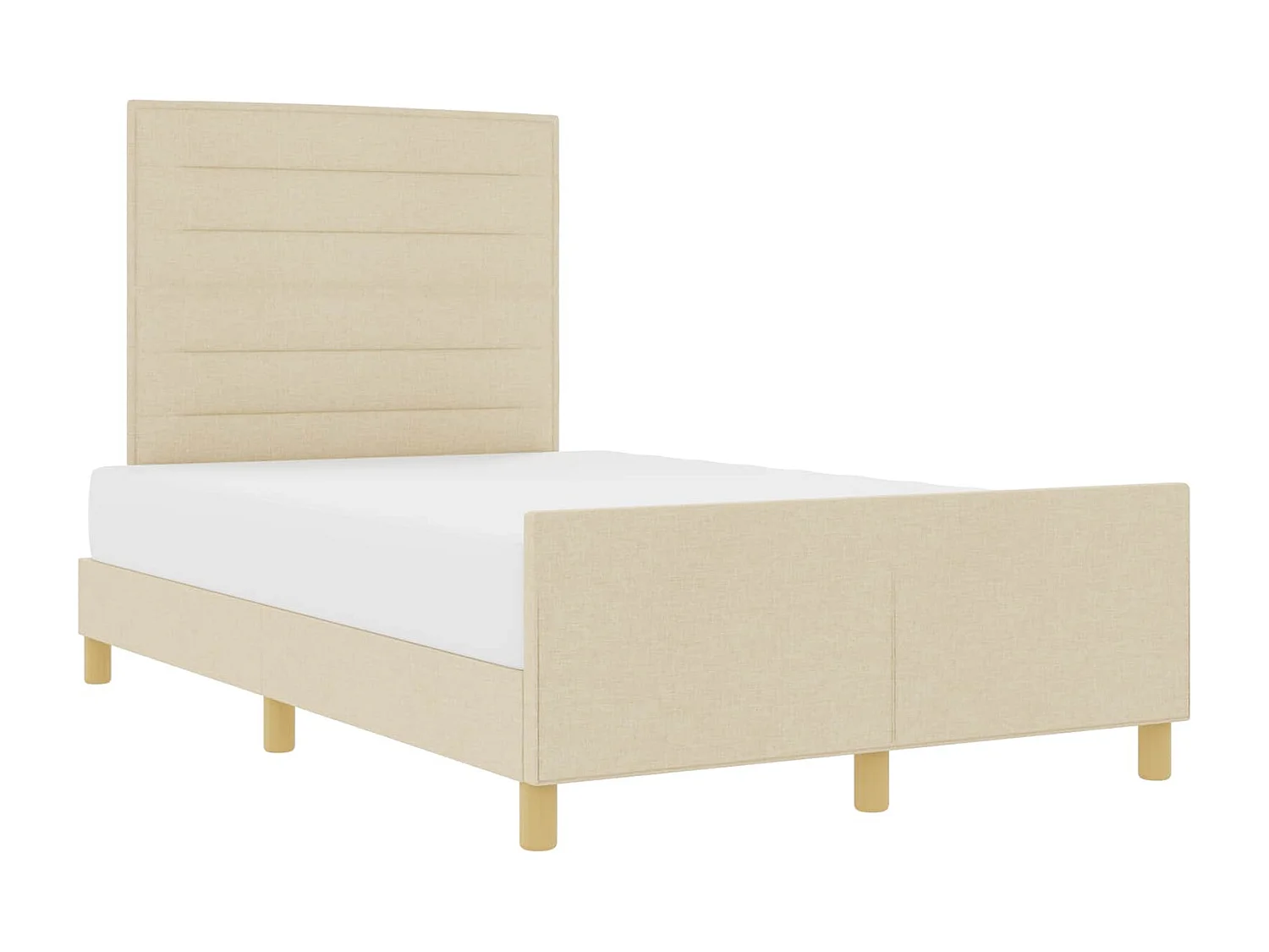 Estrutura da Cama com cabeceira Creme 140 x 190 cm tecido