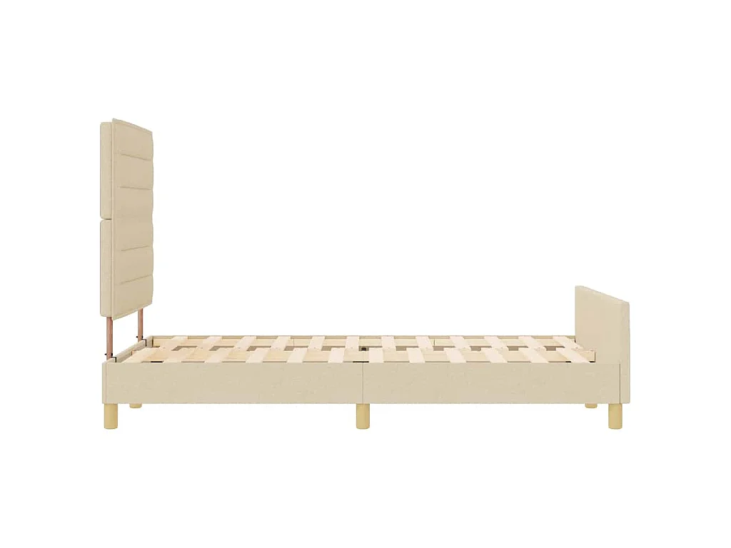 Bettgestell mit Kopfteil Creme 140 x 190 cm Stoff