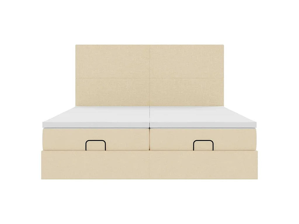 Cadre de lit ottoman avec matelas crème 180x200 cm tissu