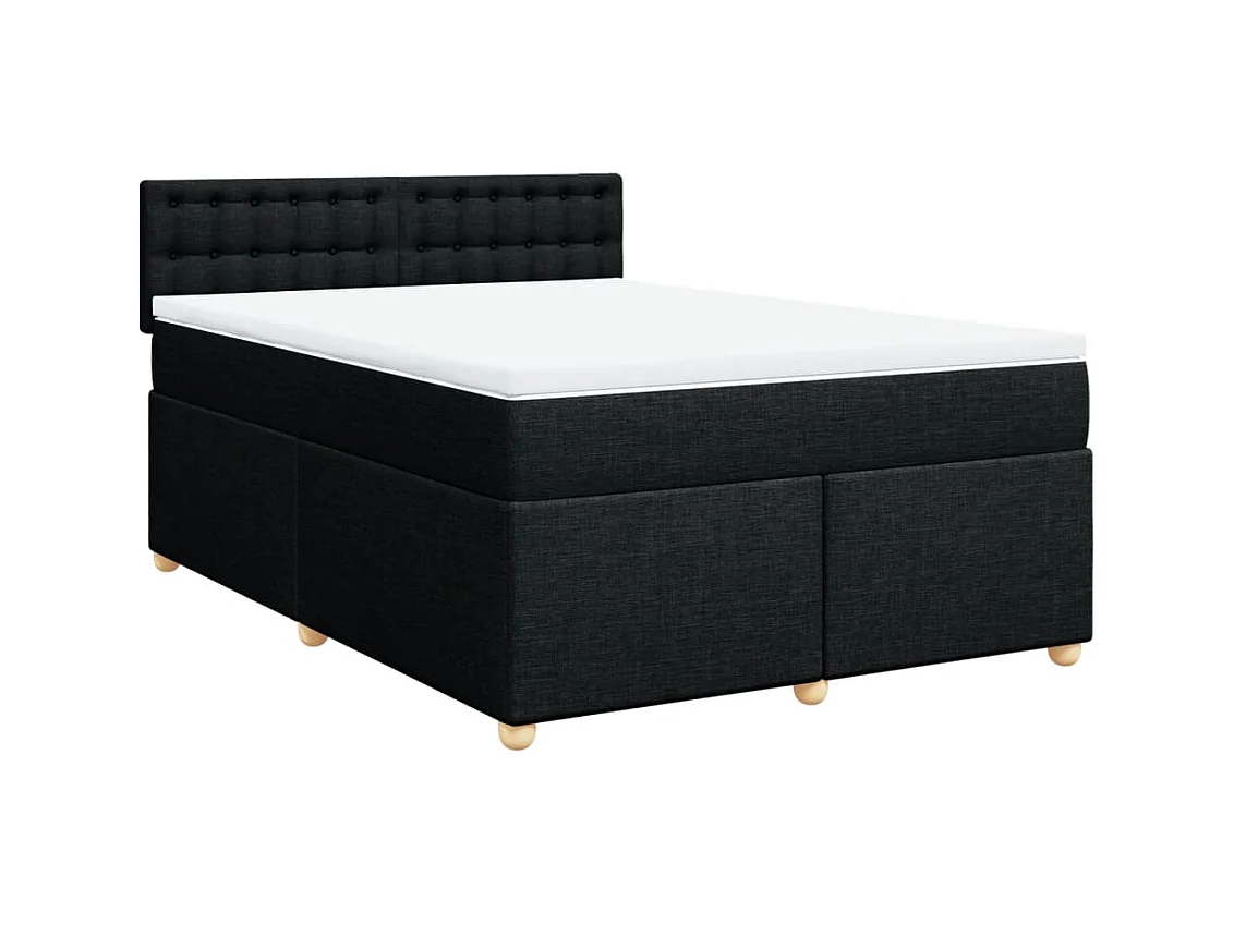 Boxspringbett mit Matratze Schwarz 140x200 cm Stoff