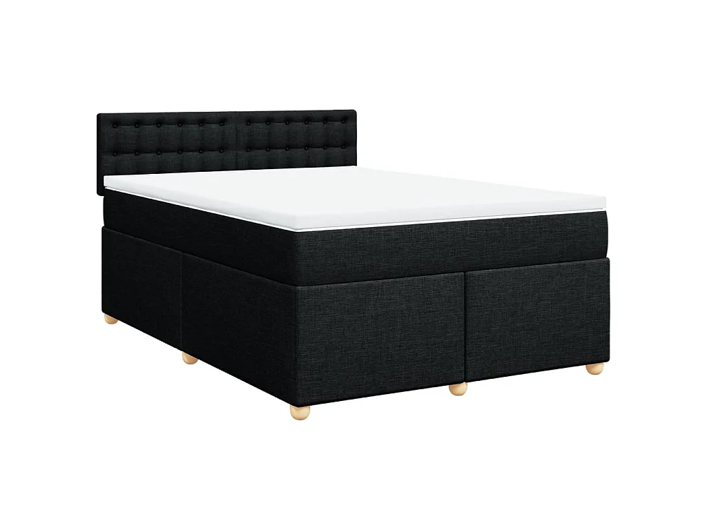 Sommier à lattes de lit avec matelas Noir 140x200 cm Tissu