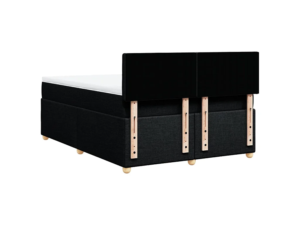 Sommier à lattes de lit avec matelas Noir 140x200 cm Tissu