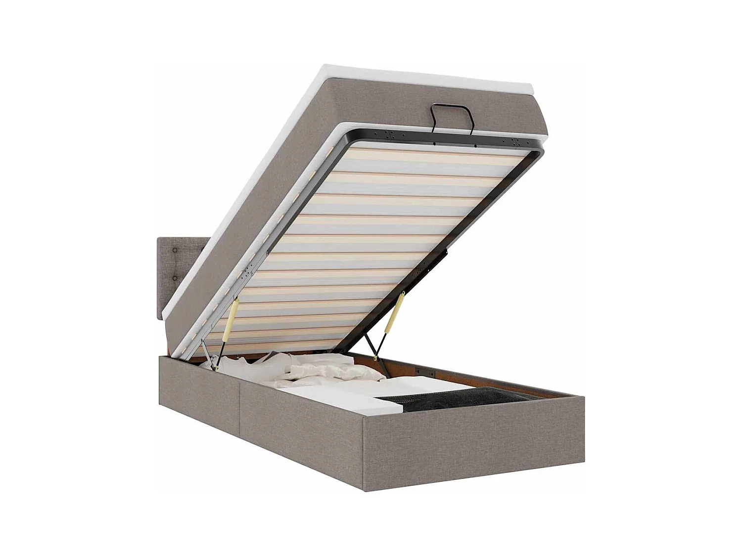 Lit ottoman avec matelas taupe 90x200 cm tissu