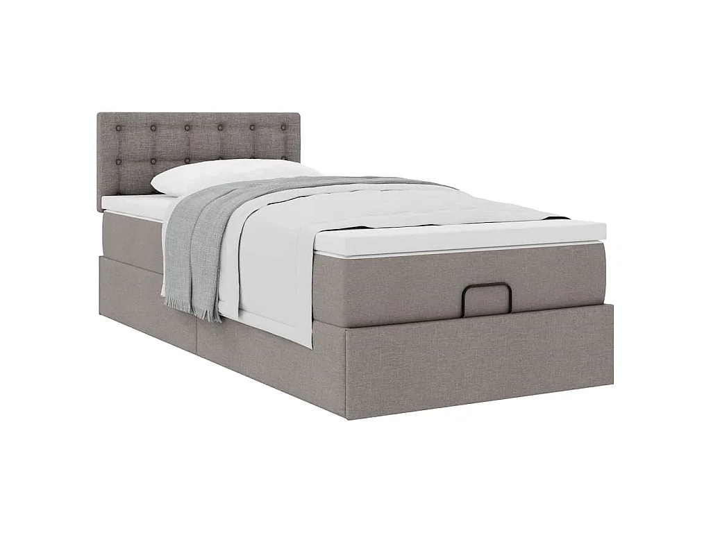 Bed met matras 90x200 cm stof taupe