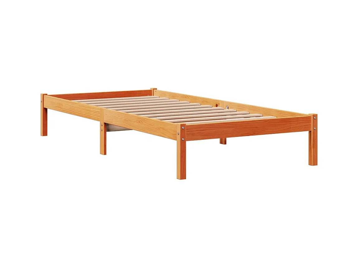 Giroletto con Testiera Marrone Cera 100x200 cm Massello Pino