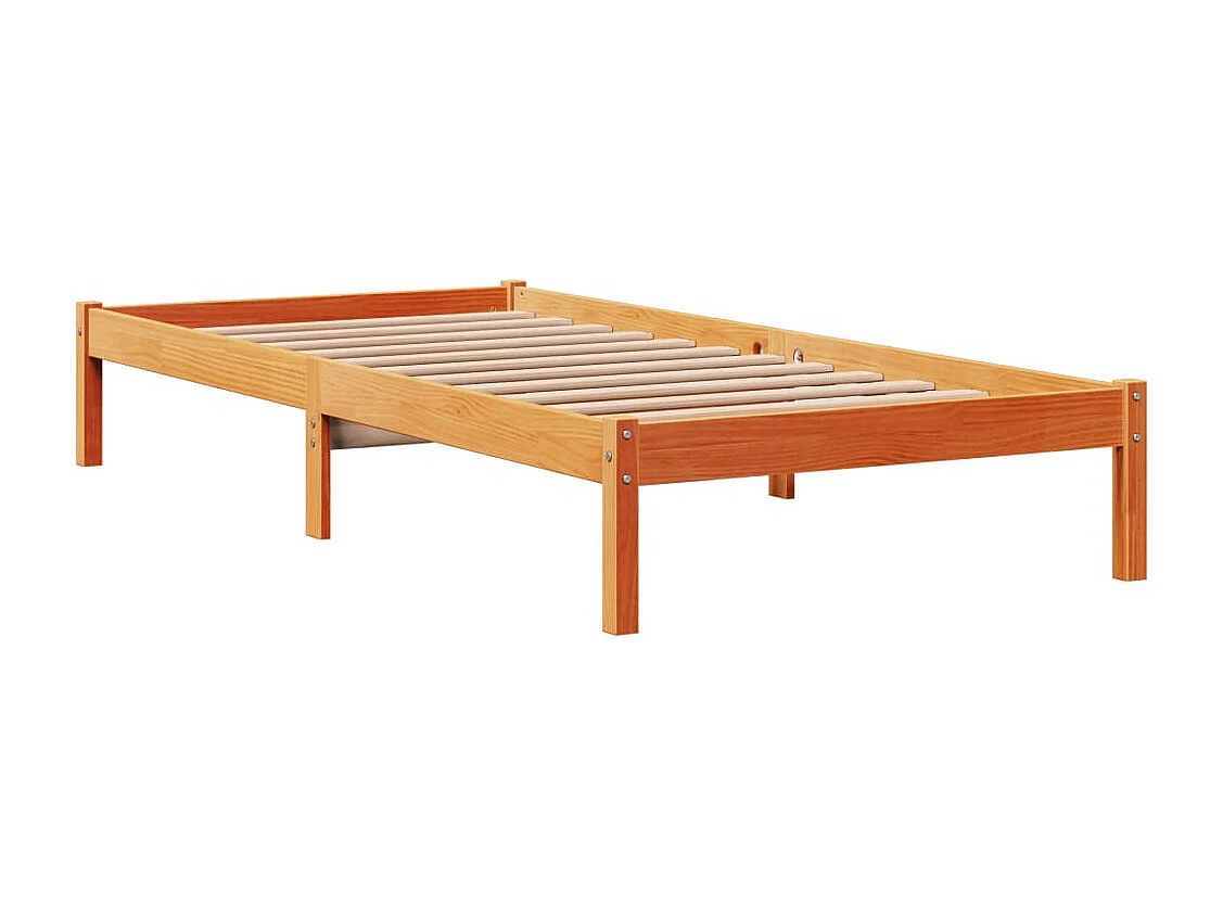 Estrutura cama c/ cabeceira 100x200cm pinho maciço castanho-mel