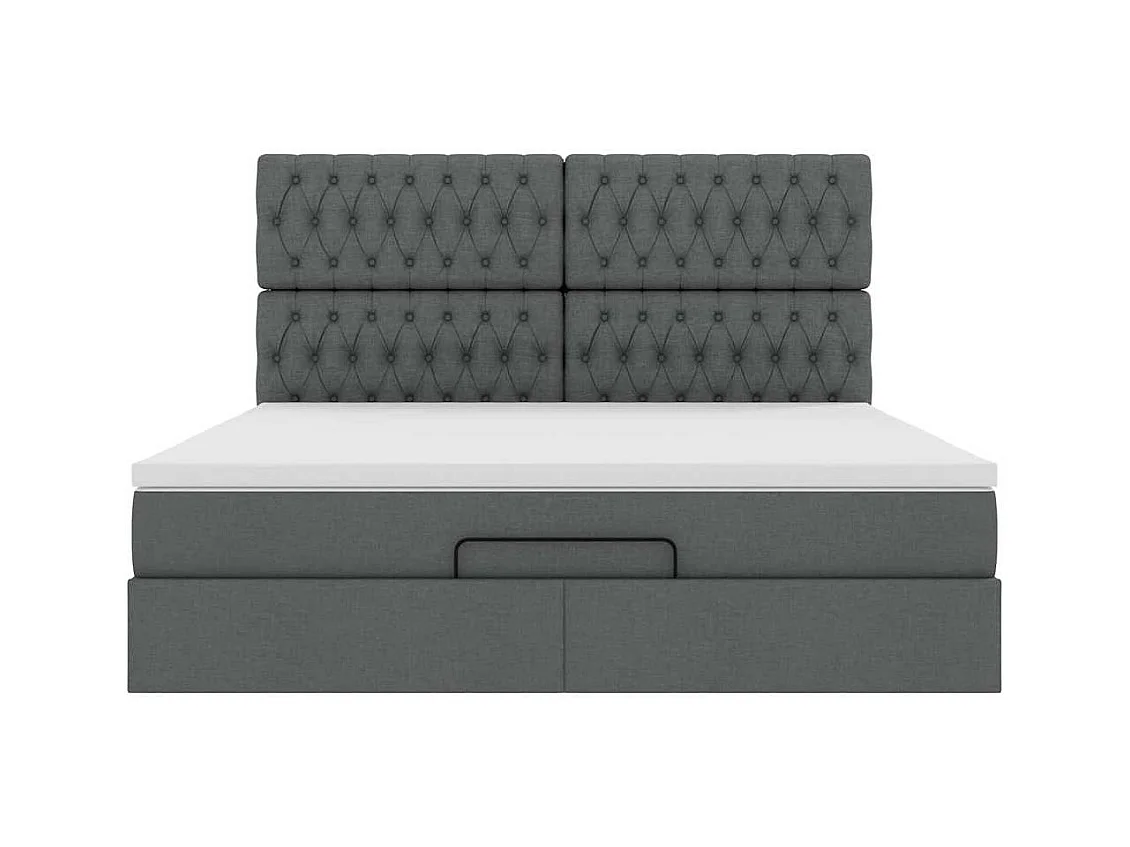 Cadre de lit ottoman avec matelas gris foncé 180x200 cm tissu