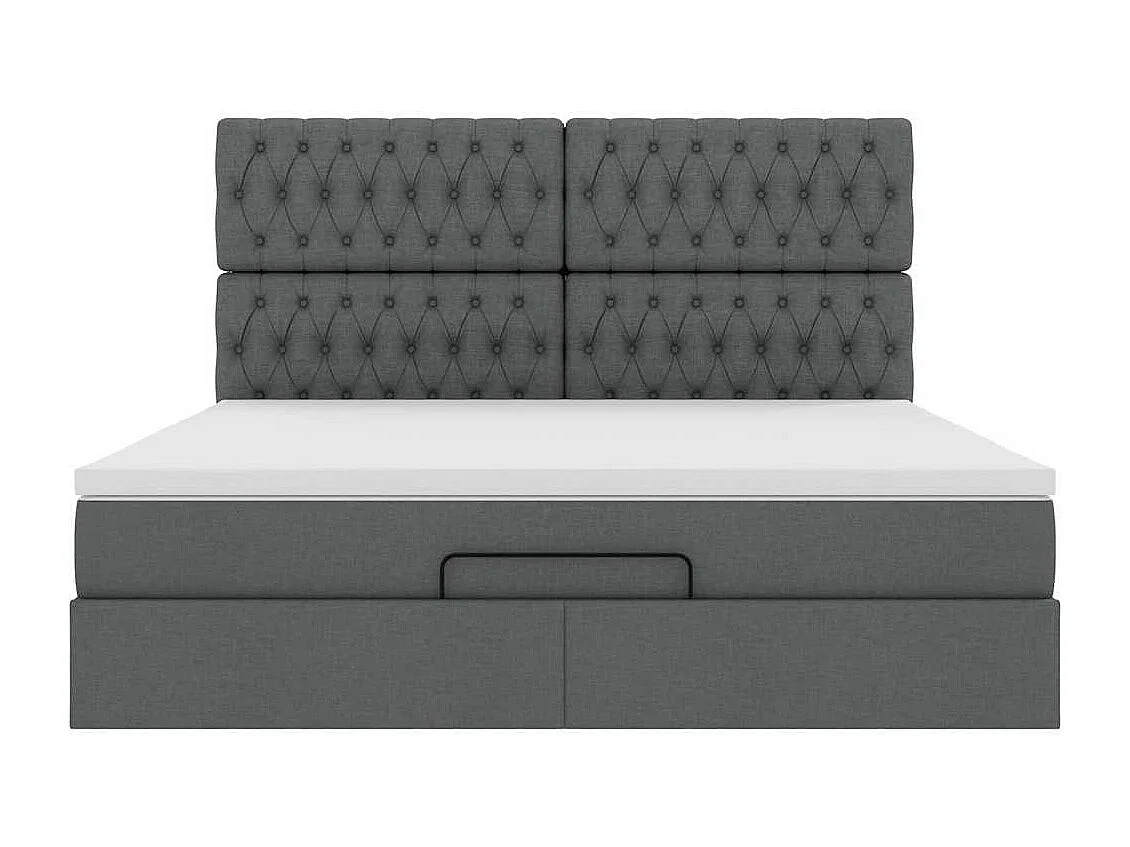 Cadre de lit ottoman avec matelas gris foncé 180x200 cm tissu