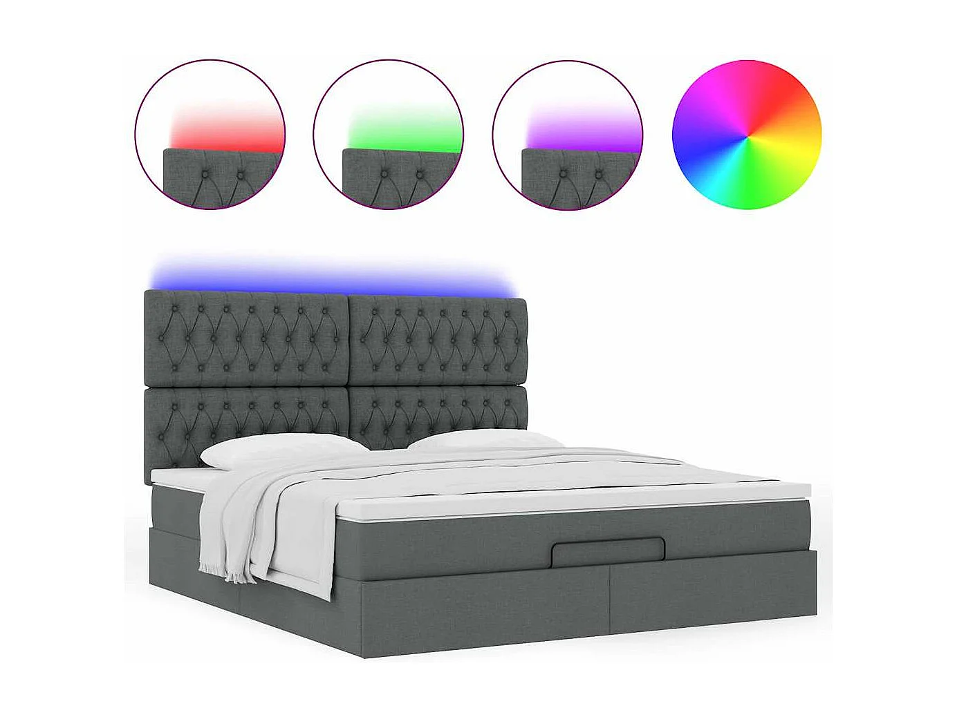 Estructura cama otomana colchón tela gris oscuro 180x200cm