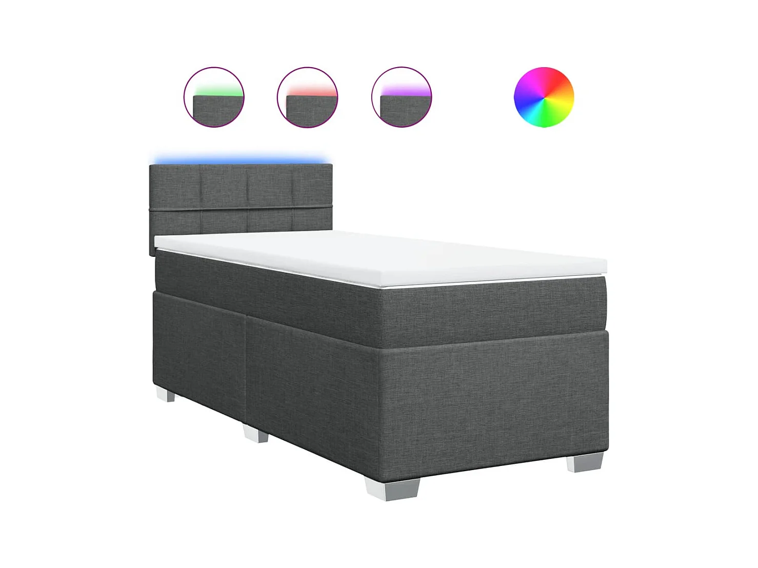 Boxspringbett mit Matratze Dunkelgrau 90x200 cm Stoff