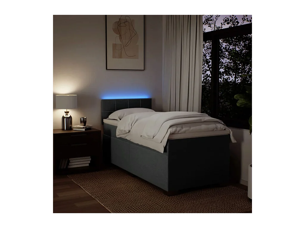 Boxspringbett mit Matratze Dunkelgrau 90x200 cm Stoff