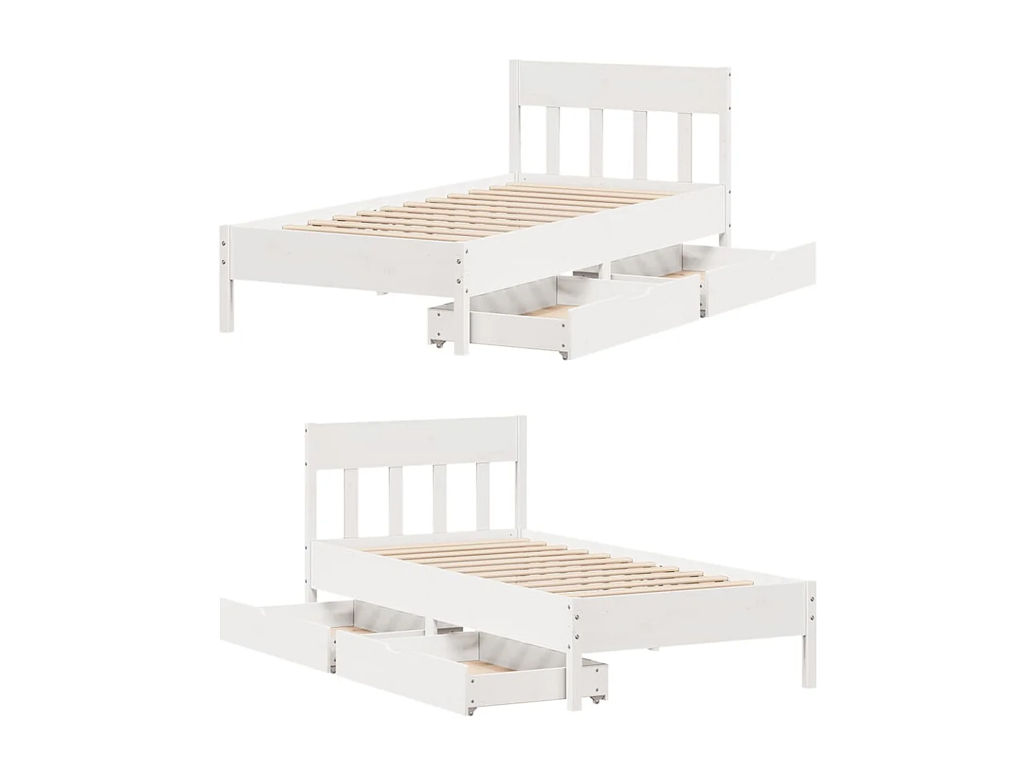 Bedframe zonder matras massief grenenhout wit 90x190 cm