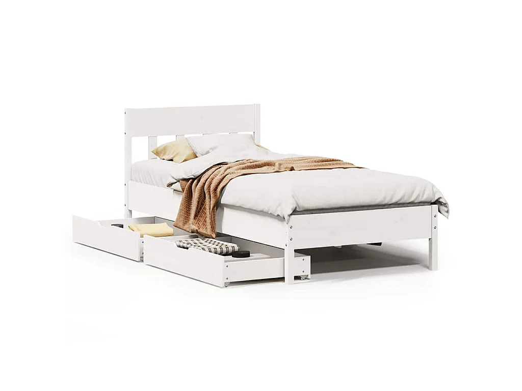 Cadre de lit sans matelas blanc 90x190 cm bois de pin massif
