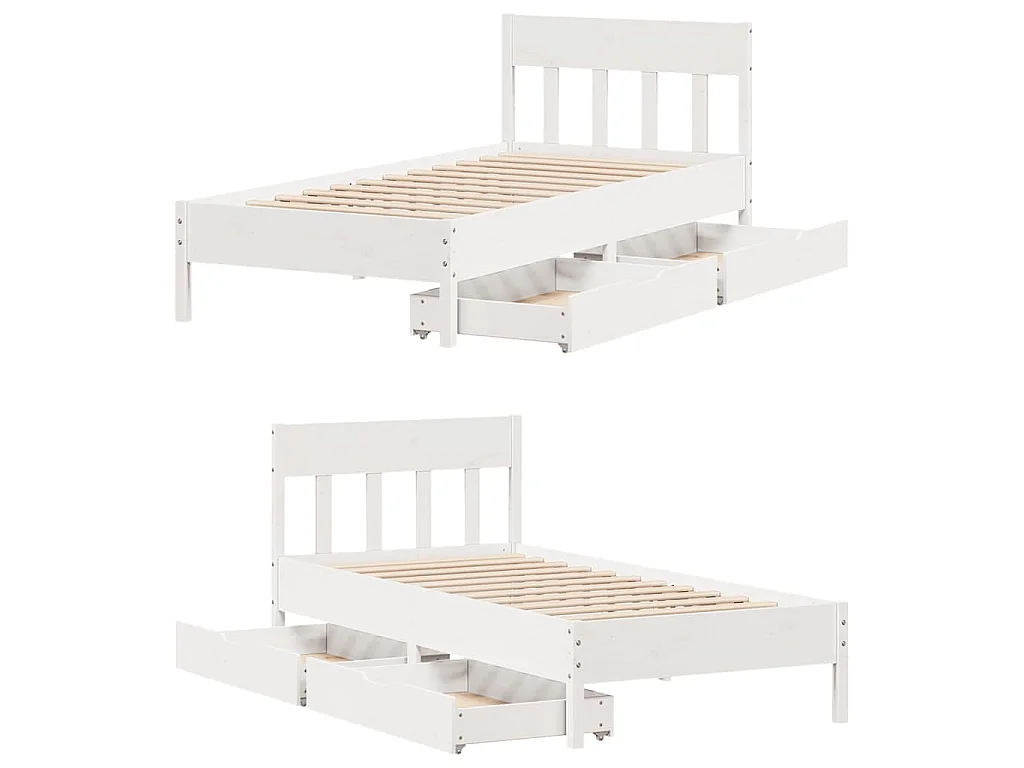 Cadre de lit sans matelas blanc 90x190 cm bois de pin massif