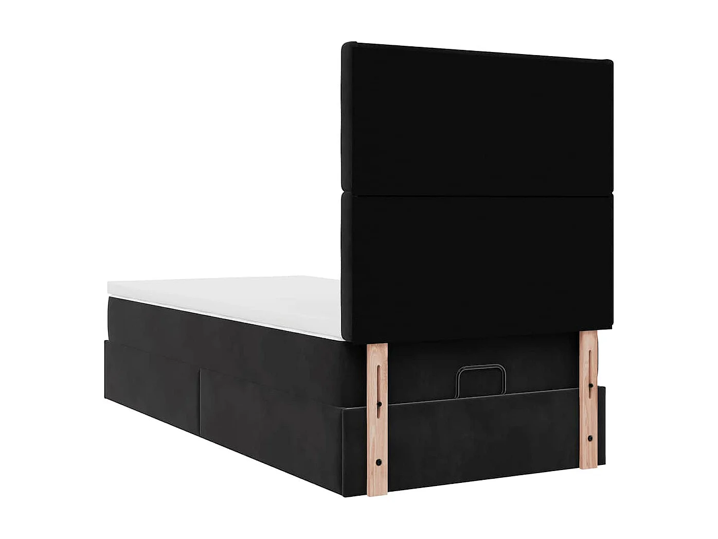 Struttura Letto Pouf con Materassi Nero 90x200 cm in Velluto