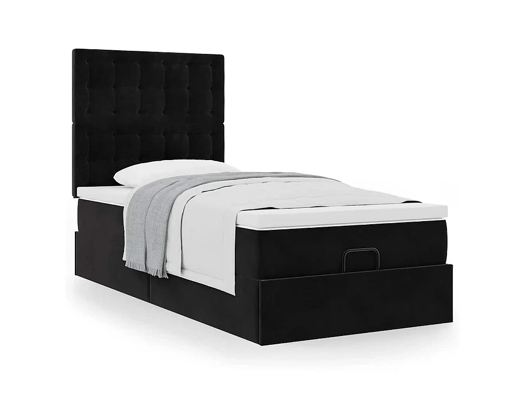 Ottoman bed met matrassen 90x200cm fluweel zwart