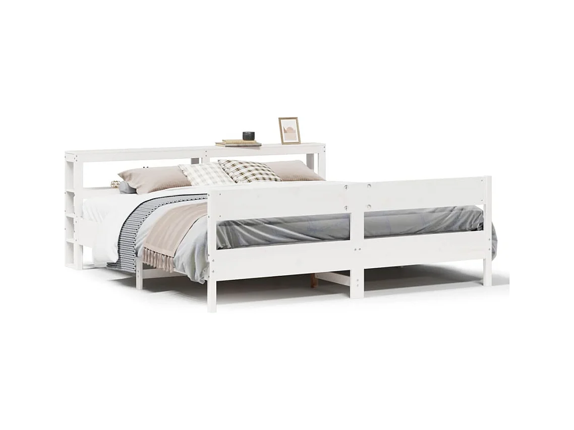 Massivholzbett ohne Matratze Weiß 180x200 cm Kiefernholz
