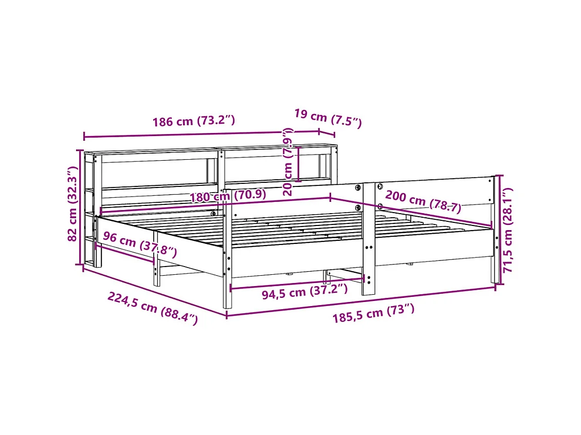 Massivholzbett ohne Matratze Weiß 180x200 cm Kiefernholz