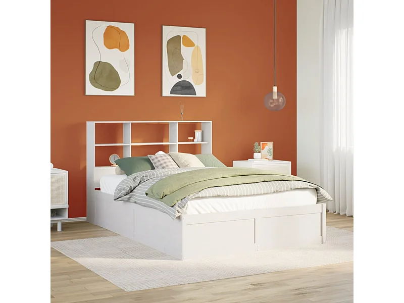 Massivholzbett ohne Matratze Weiß 140x200 cm Kiefernholz