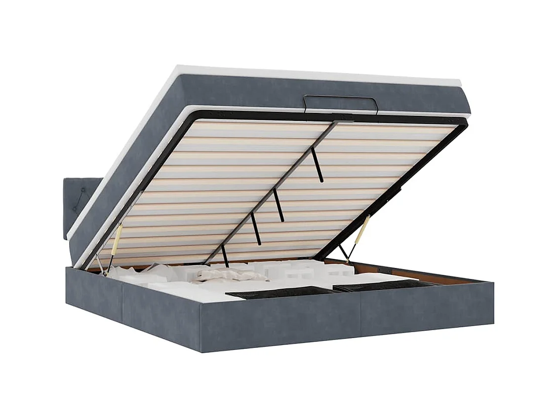 Ottoman-Bett mit Matratze Dunkelgrau 160x200 cm Samt