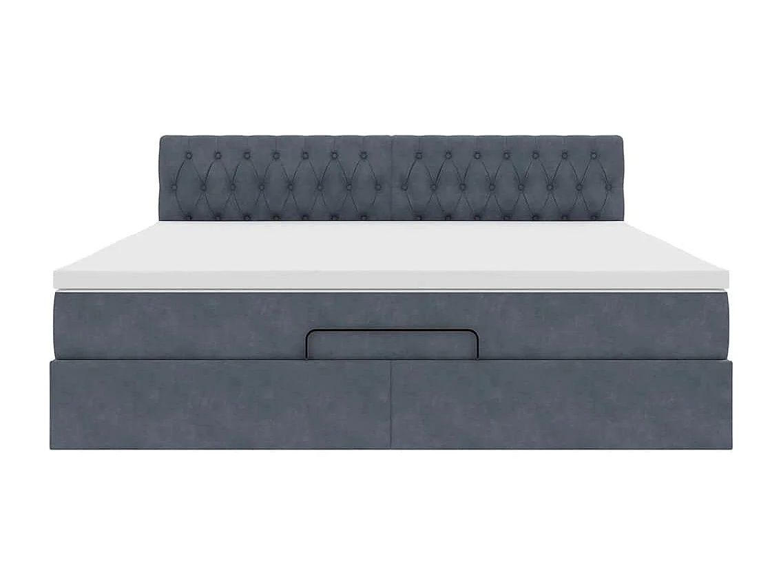Ottoman-Bett mit Matratze Dunkelgrau 160x200 cm Samt