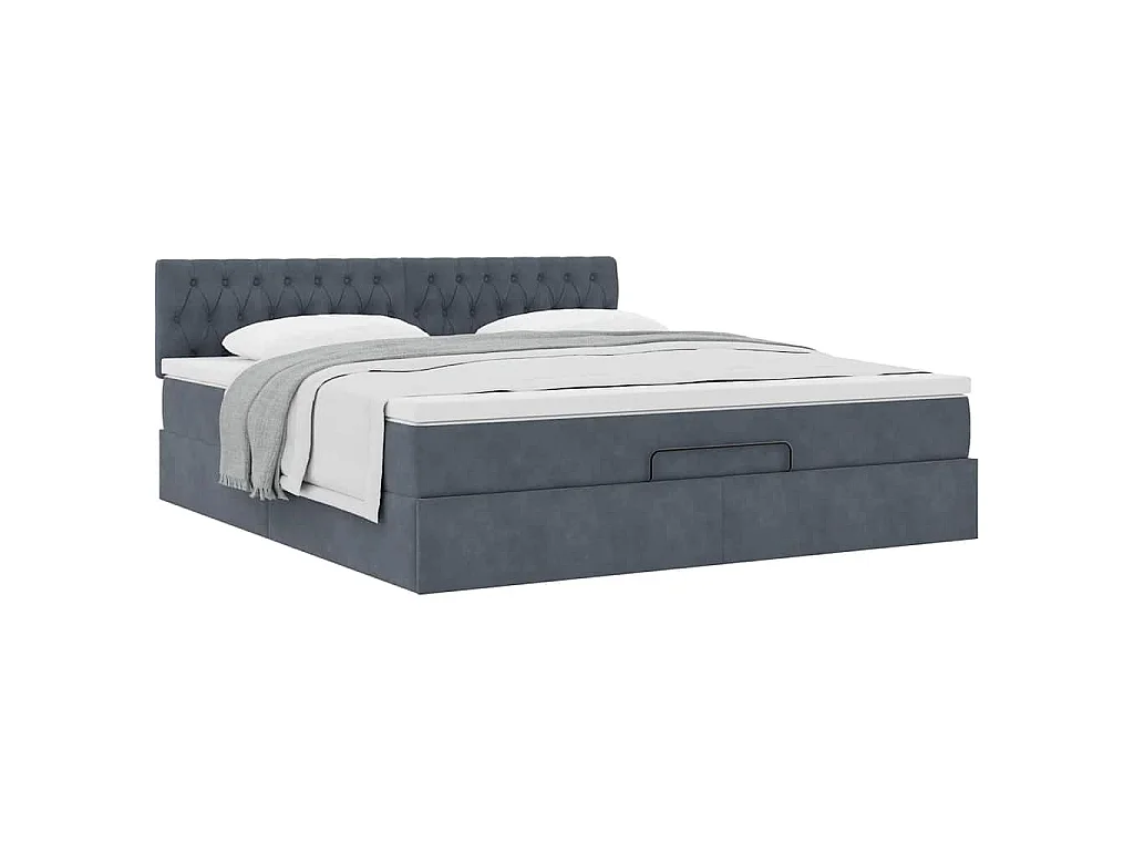 Ottoman-Bett mit Matratze Dunkelgrau 160x200 cm Samt