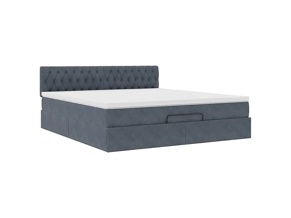 Ottoman-Bett mit Matratze Dunkelgrau 160x200 cm Samt