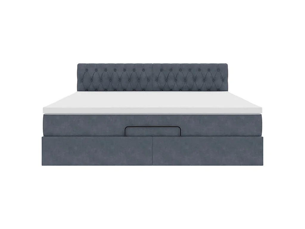 Ottoman-Bett mit Matratze Dunkelgrau 160x200 cm Samt