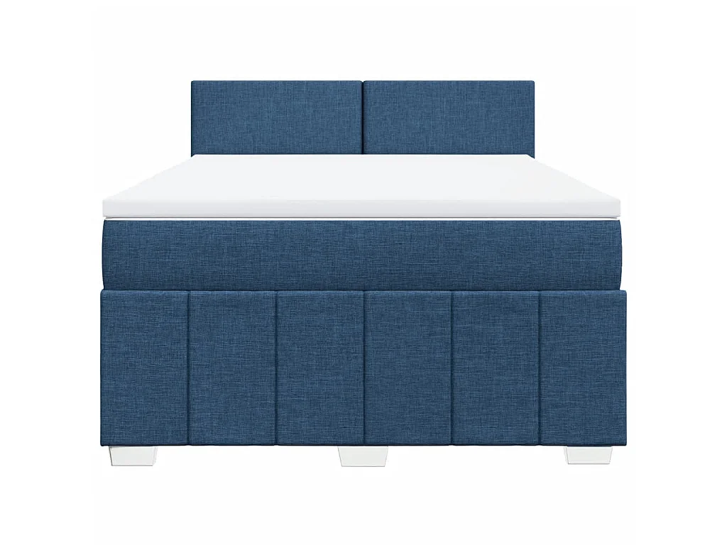 Cama com molas/colchão 160x200 cm tecido azul